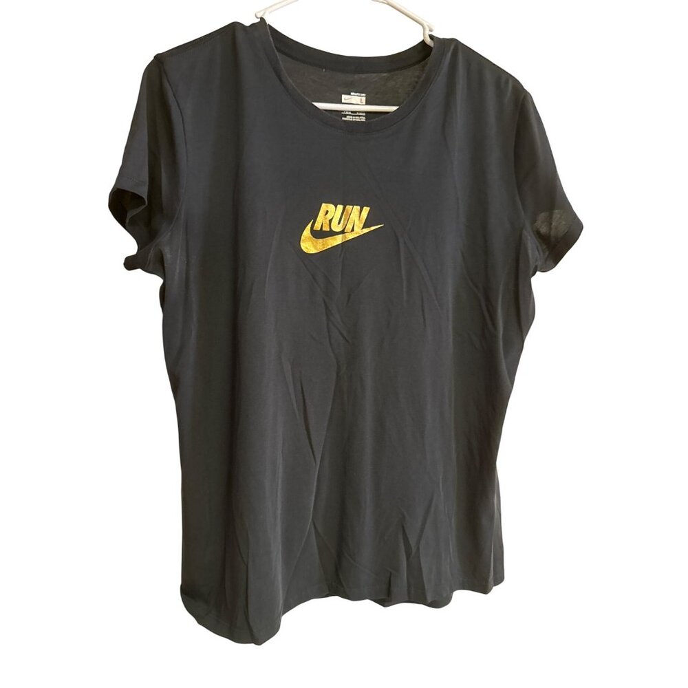 Nike Womens Black Short Sleeve Run Logo T-Shirt L